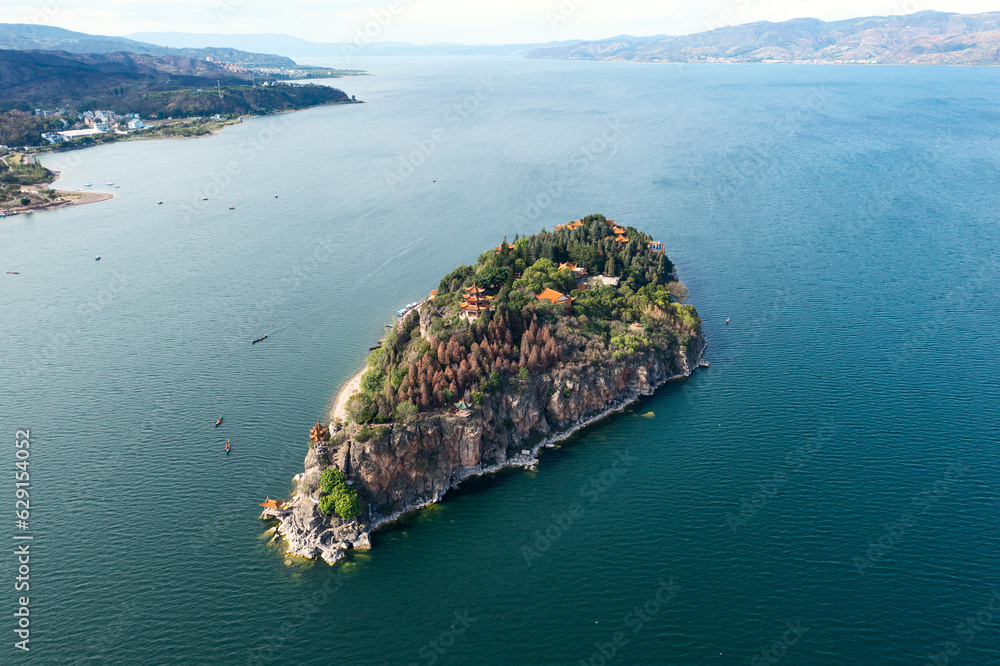 Island in the Fuxian Lake, in Yunnan, China.
