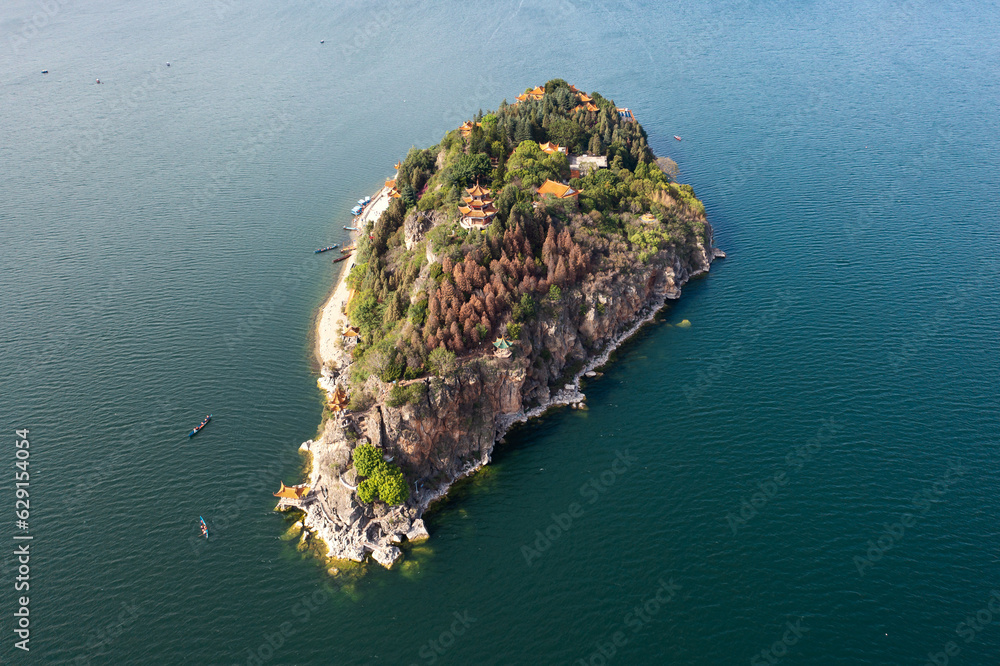 Island in the Fuxian Lake, in Yunnan, China.
