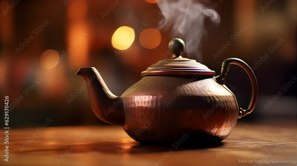 Elegant Bronze Teapot - AI Generated 