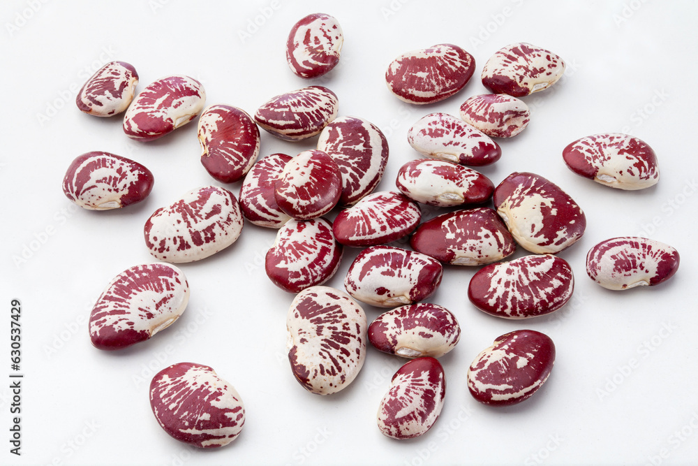 close up of scarlet runner beans isolated on white background.
