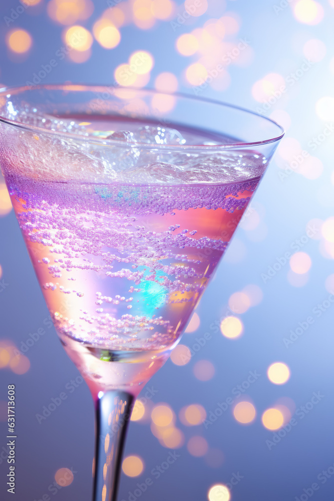Alcohol cocktail drink in cocktail glass on pink background