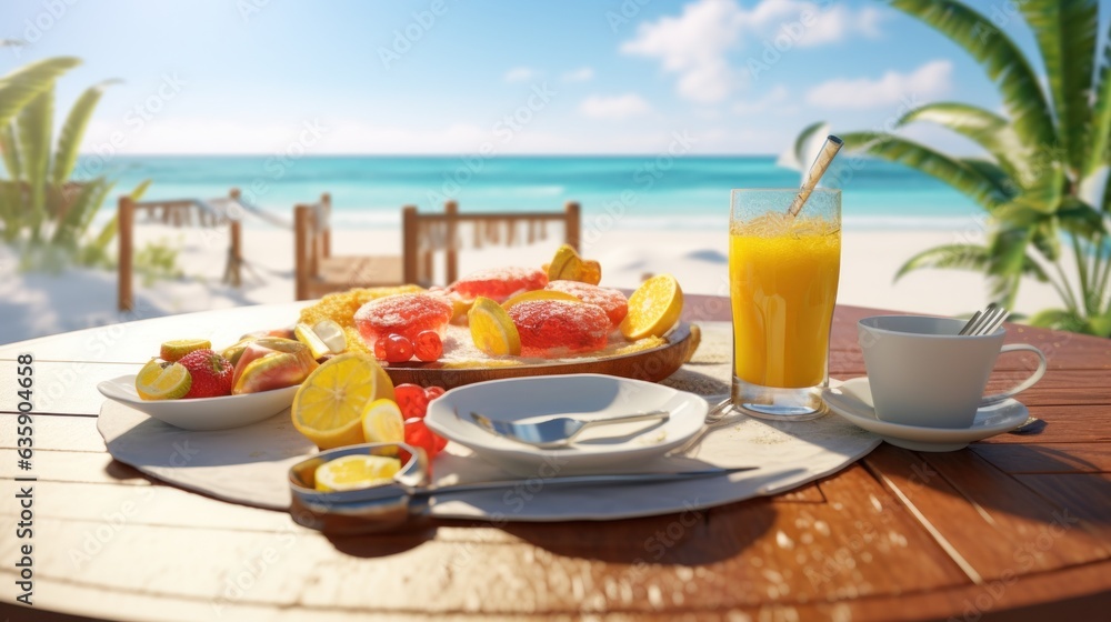 Summer breakfast on the beach