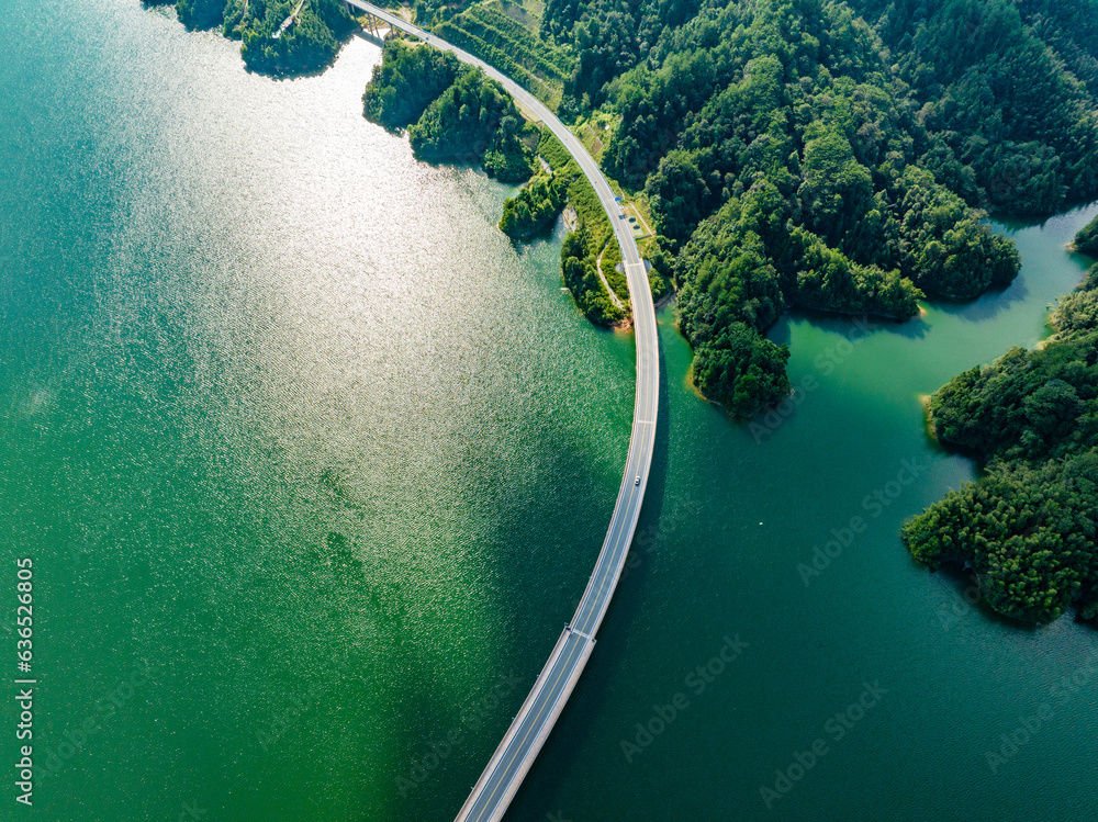 Aerial photography of water roads and bridges