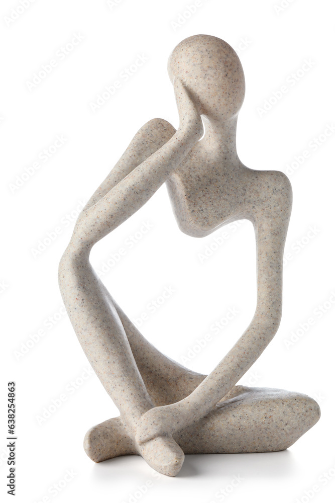 Beige statuette in form of woman body on white background