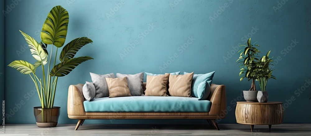Lounge area with stylish décor cozy seating and lovely greenery