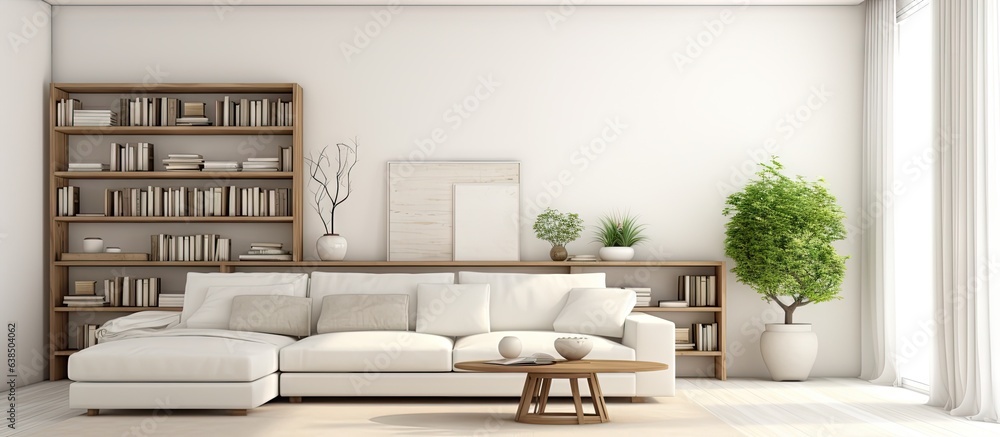 Modern furniture in white illustration of living room interior design