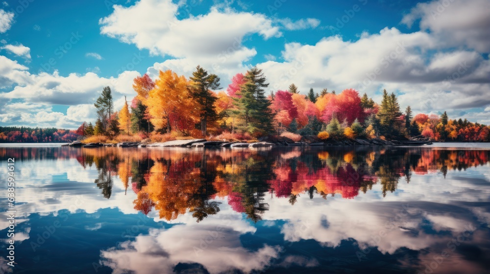 Autumn color trees background.