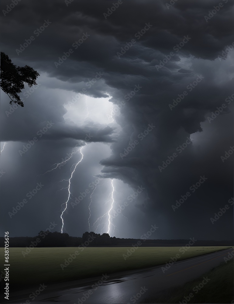 Photo of a storm approaching a tree in a field