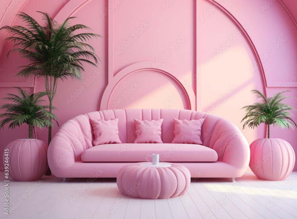 Pink decorated living room