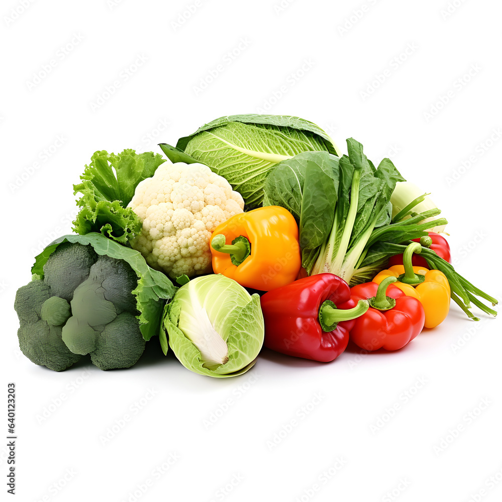 fresh vegetables isolated on white background  