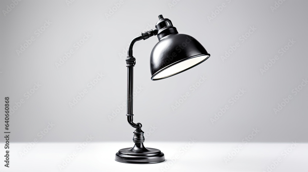 Vintage black desk lamp isolated on white background. Idea for interior design. Generative Ai