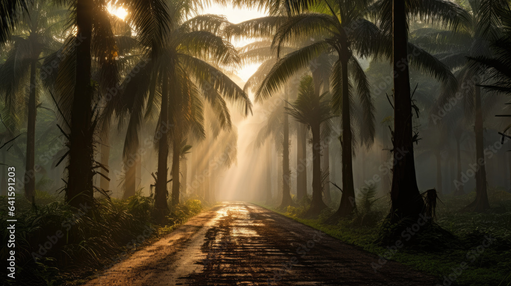 Light morning in the palm garden