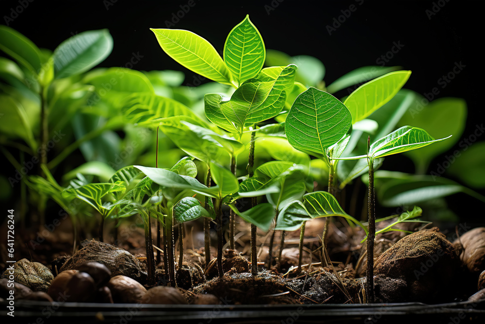 The farm cultivates young saplings. The idea of planting trees is to save the world from global warm
