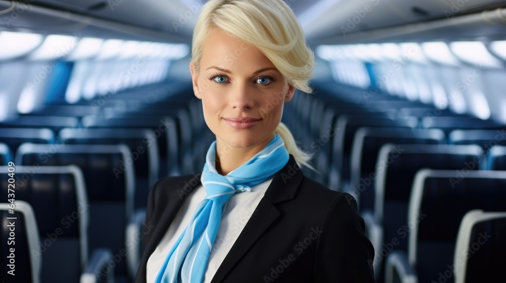Flight attendant at the Airplane.