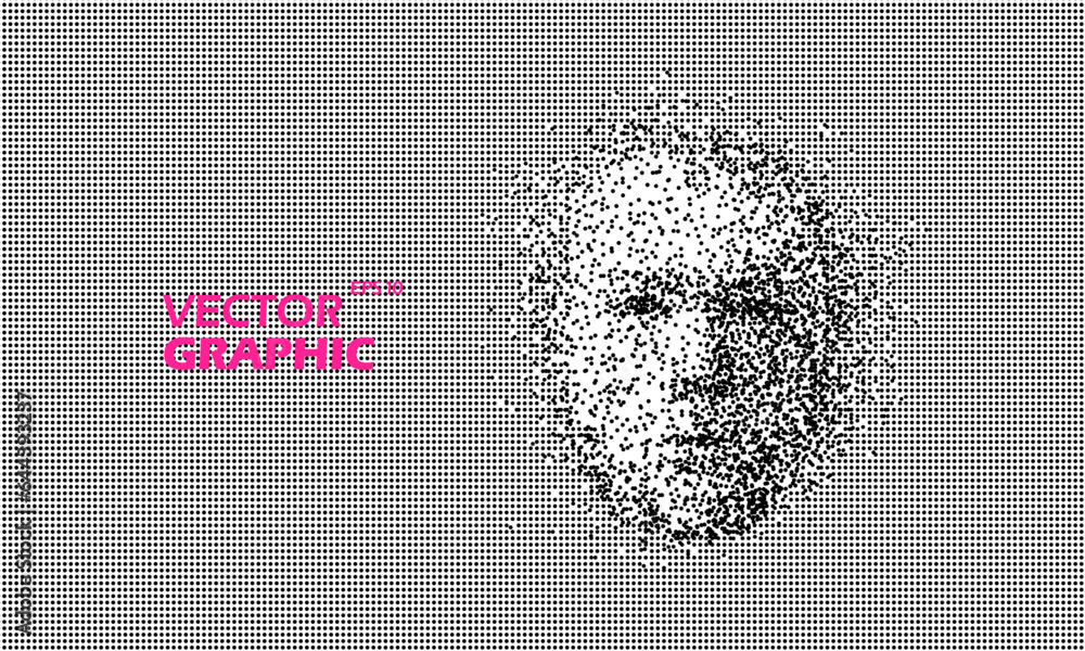 A face transformed from neatly arranged particles, vector illustration.