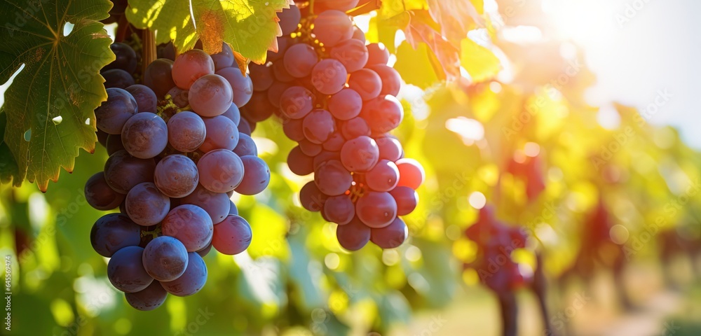 bunch of grapes in orchard, idea for agricultural and fruitfulness theme concept background wallpape