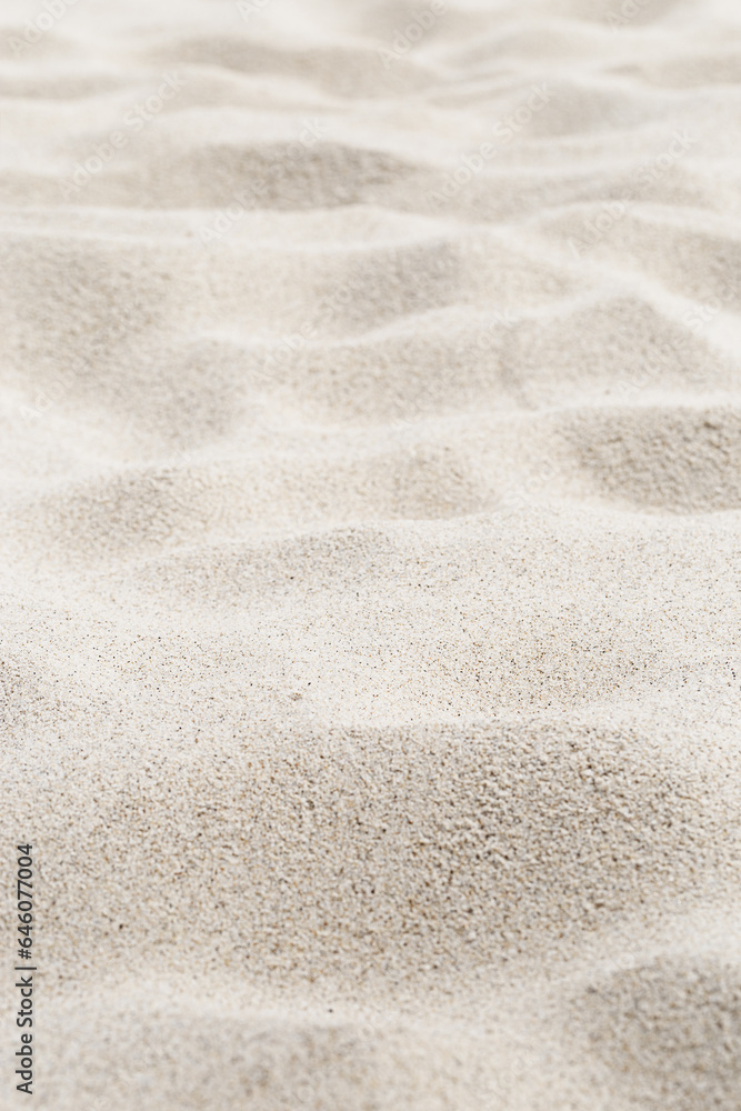 Fine Sand texture natural view. Close up of sand on shore sea, white waves dunes, beige neutral colo