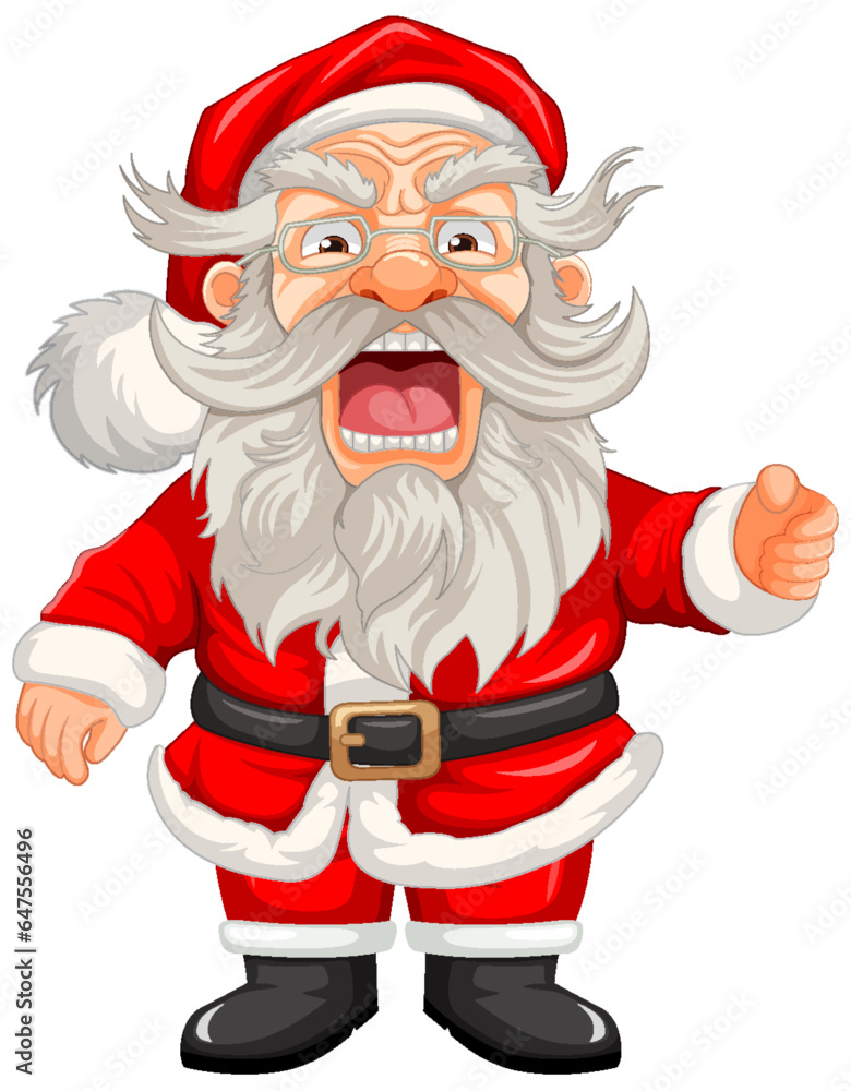 Angry Old Man in Santa Claus Outfit
