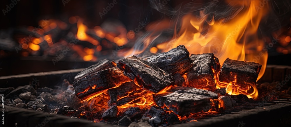 Charcoal used to heat up old iron