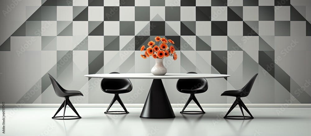 Geometric wall complements tulip table