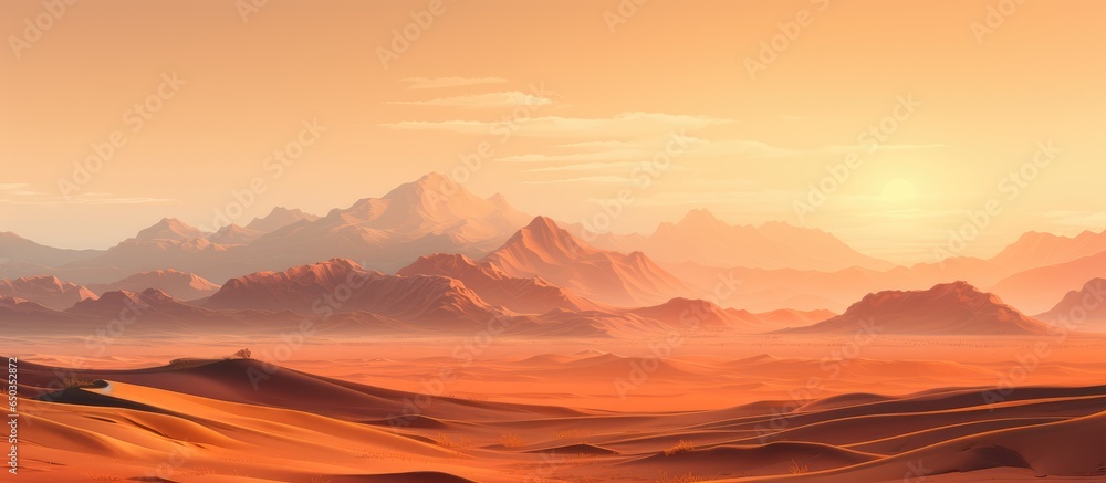 Sunrise in the Desert and Sand Dunes