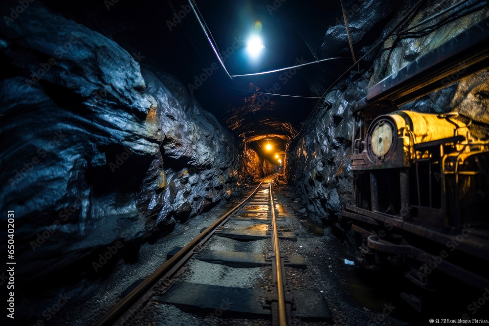 Coal mines tunnel reveals transport rails