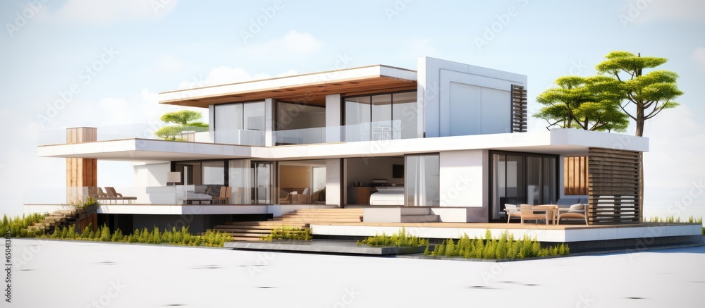 Modern house depicted in