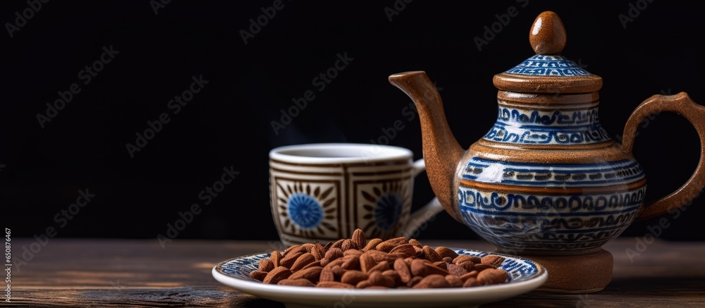 Arabic pot serving Arab coffee cup