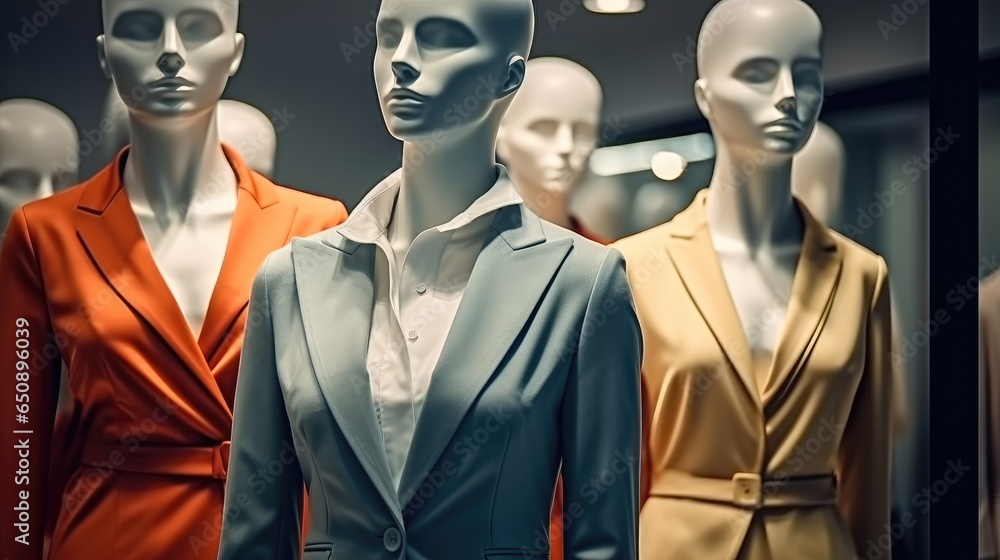 Mannequins in a clothing store, Fashion luxury clothes.