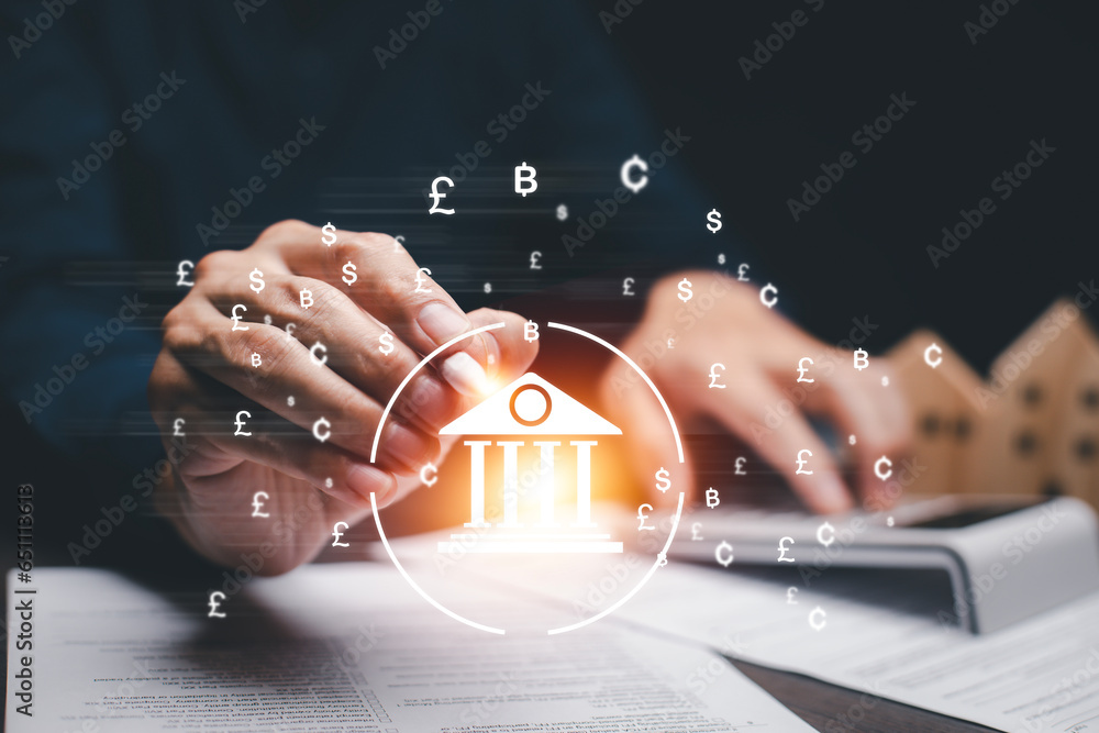 finance and banking digital, businessmen holding online banking and payments, Finance and banking networks. AI, Customer networking connection, Digital marketing. cyber security. Business technology.