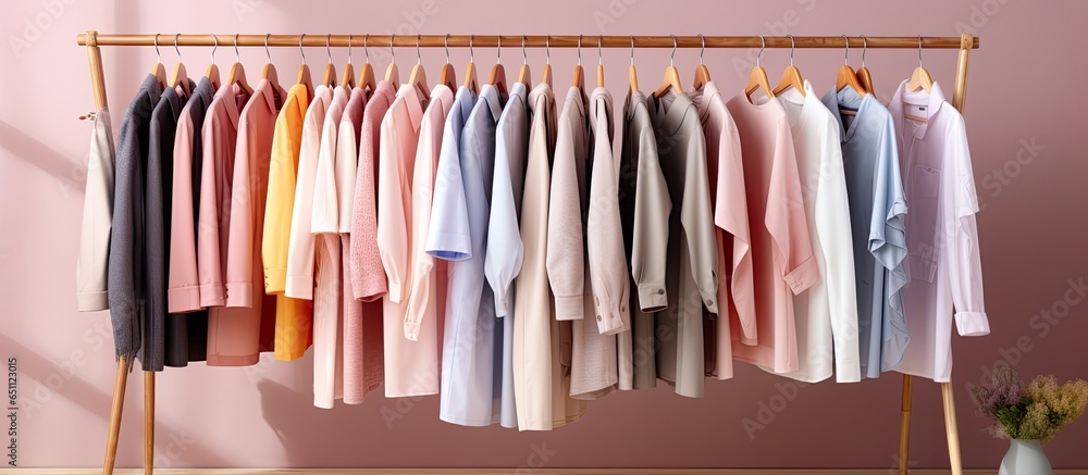 Display of fashionable luxury clothing stylish services color and type selection Spring capsule wardrobe