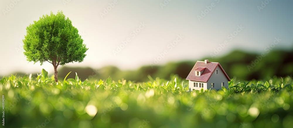 Tiny environmentally friendly home on the lush lawn