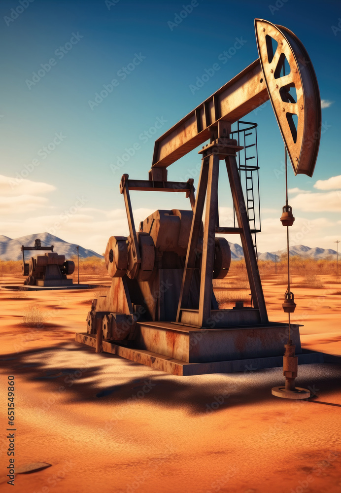 Oil Pumping Jacks, Oil market prices continuously increasing, World Oil Industry concept.