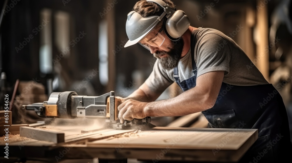 Carpenter working at his workshop.