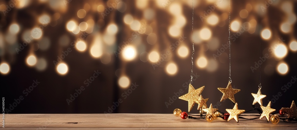 Christmas tree backdrop with glowing stars in the living room