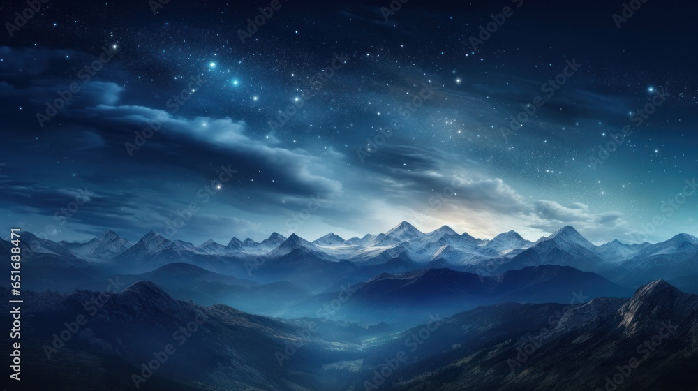 Summer mountains with a clear starry sky