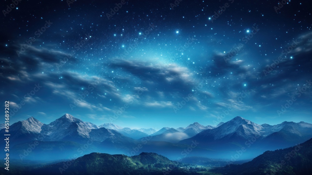 Summer mountains with a clear starry sky