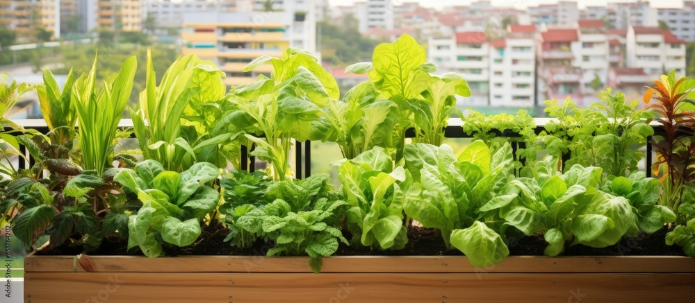 Easy to grow vegetables like chard and kangkung in an urban balcony garden