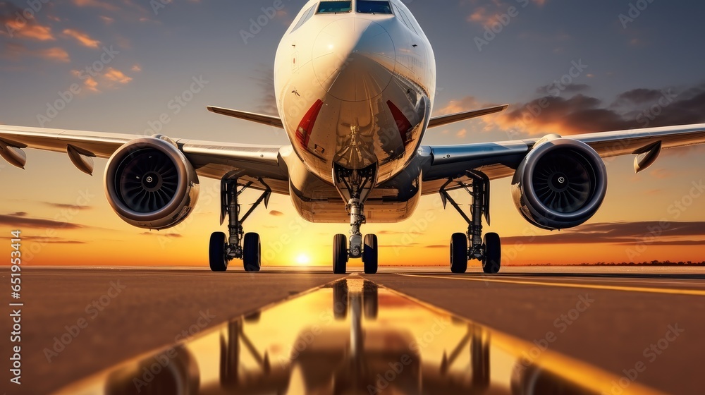 Airplane on runway, Passenger aircraft, Commercial airline.