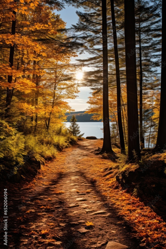 Forest hikes, scenic trails, autumn colors, nature