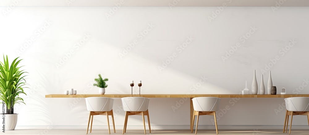 Minimal style white wall dining room interior