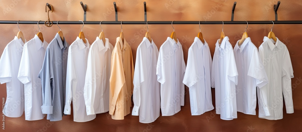 Hotel laundry service ensures cleanliness and hospitality with sorted shirts of employees and guests on clotheslines