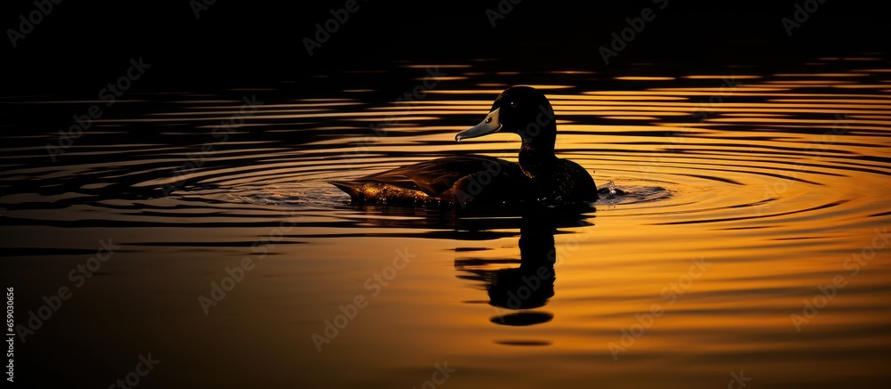 Duck shape and mirror image on water
