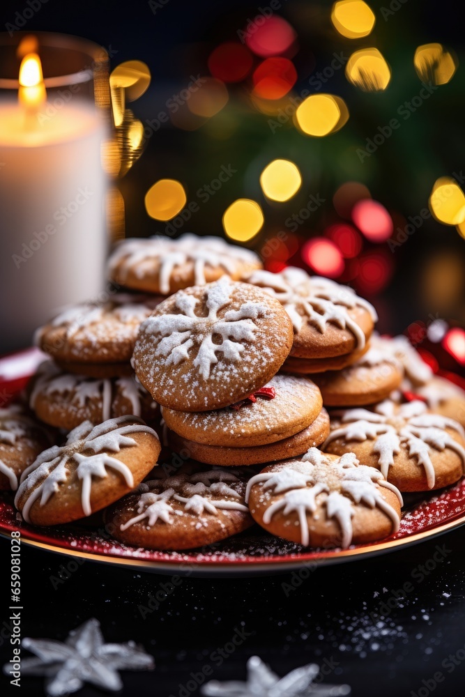 Delicious Christmas cookies arranged on a plate