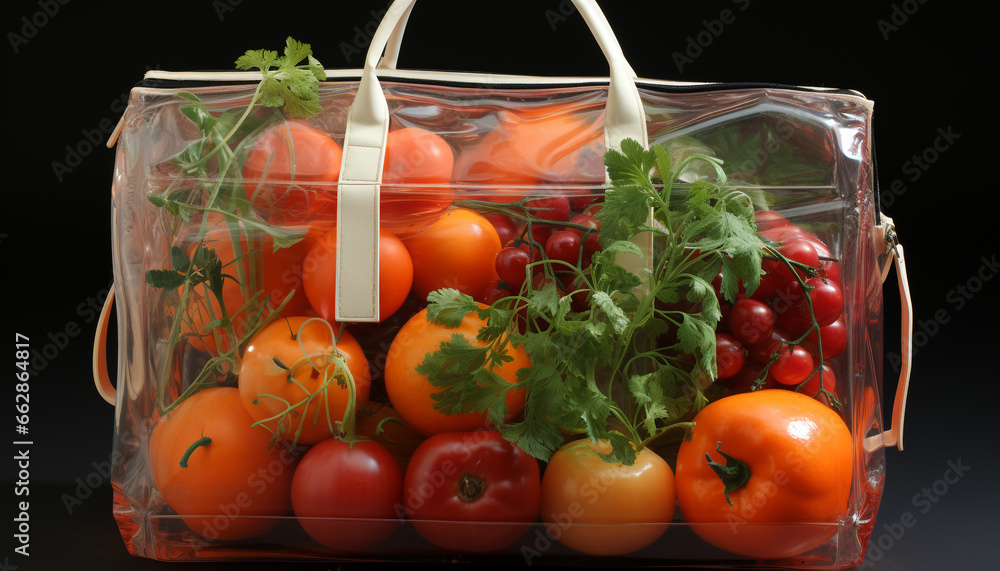 Freshness of organic vegetables, nature healthy gourmet meal in a basket generated by AI