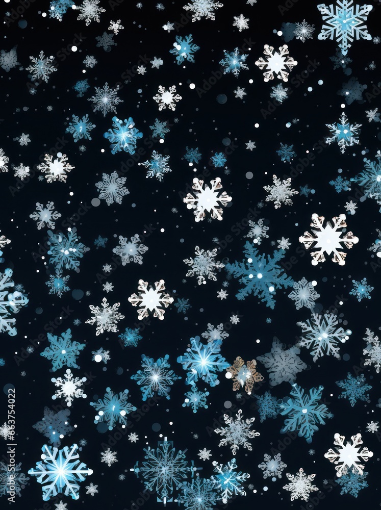a blue background with blue snowflakes on black background