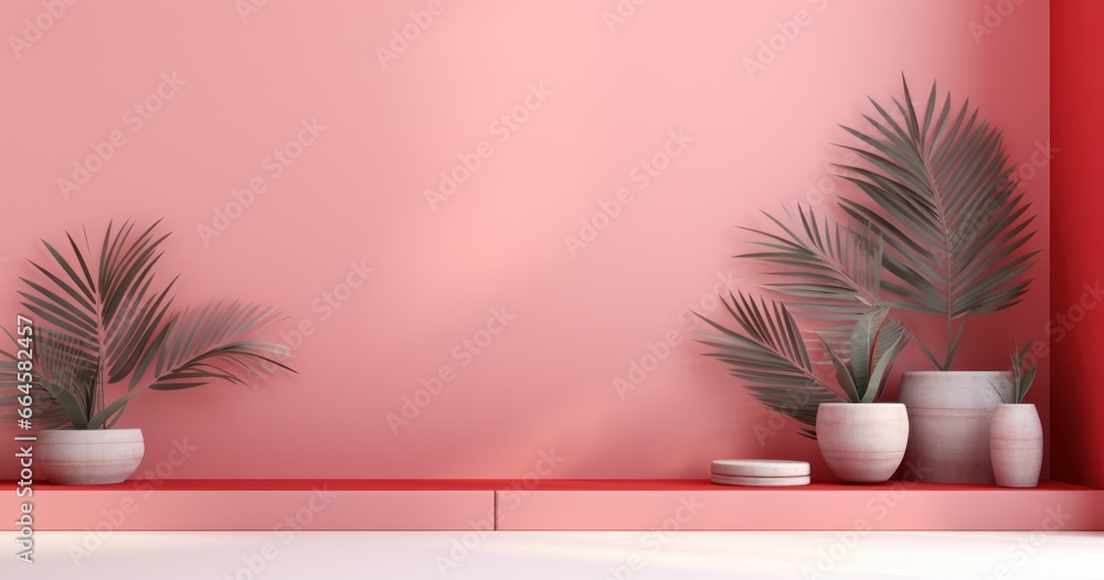 Abstract pink background with podium