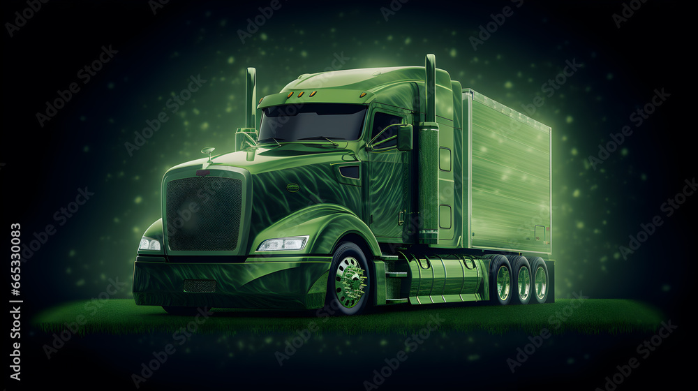 Eco friendly transportation concept with Green truck , Green Logistics is management process related to the transportation of goods that is environmentally friendly