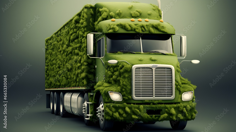 Eco friendly transportation concept with Green truck , Green Logistics is management process related to the transportation of goods that is environmentally friendly
