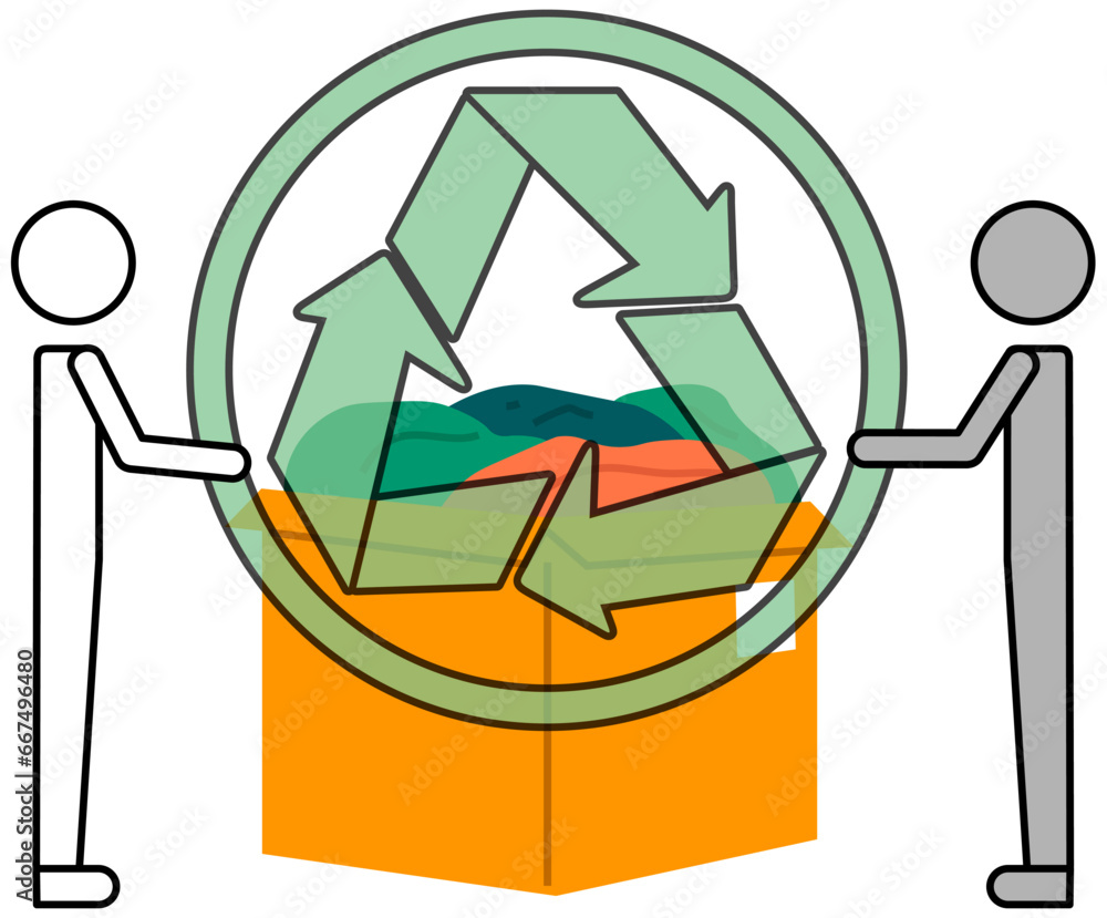 Recycling clothes. Vector illustration. The textile industry has significant influence on fashion and environmental sectors Clothing choices have direct impact on environment The recycling clothes
